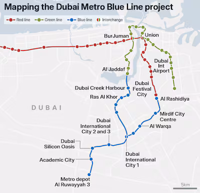 A design concept of the elevated Dubai Creek station