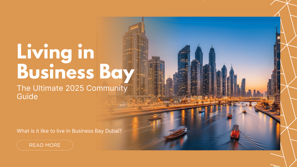 A vibrant dusk view of the Business Bay skyline, with illuminated skyscrapers and boats leaving light trails on the Dubai Water Canal.